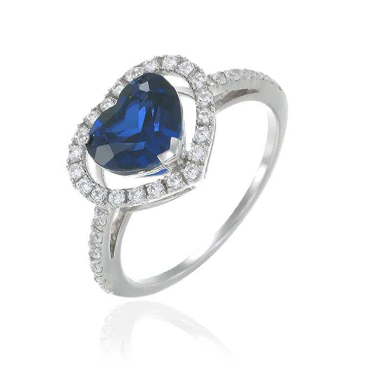 Heart Shaped Blue Sapphire Ring