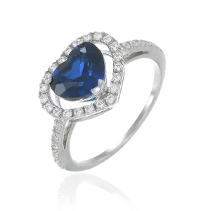 Heart Shaped Blue Sapphire Ring