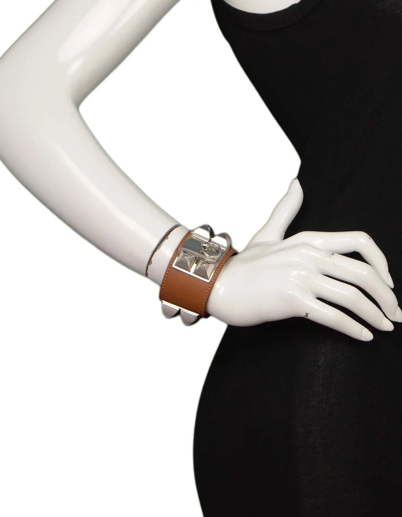 Hermes Barenia & Palladium Collier de Chien CDC Bracelet sz S
