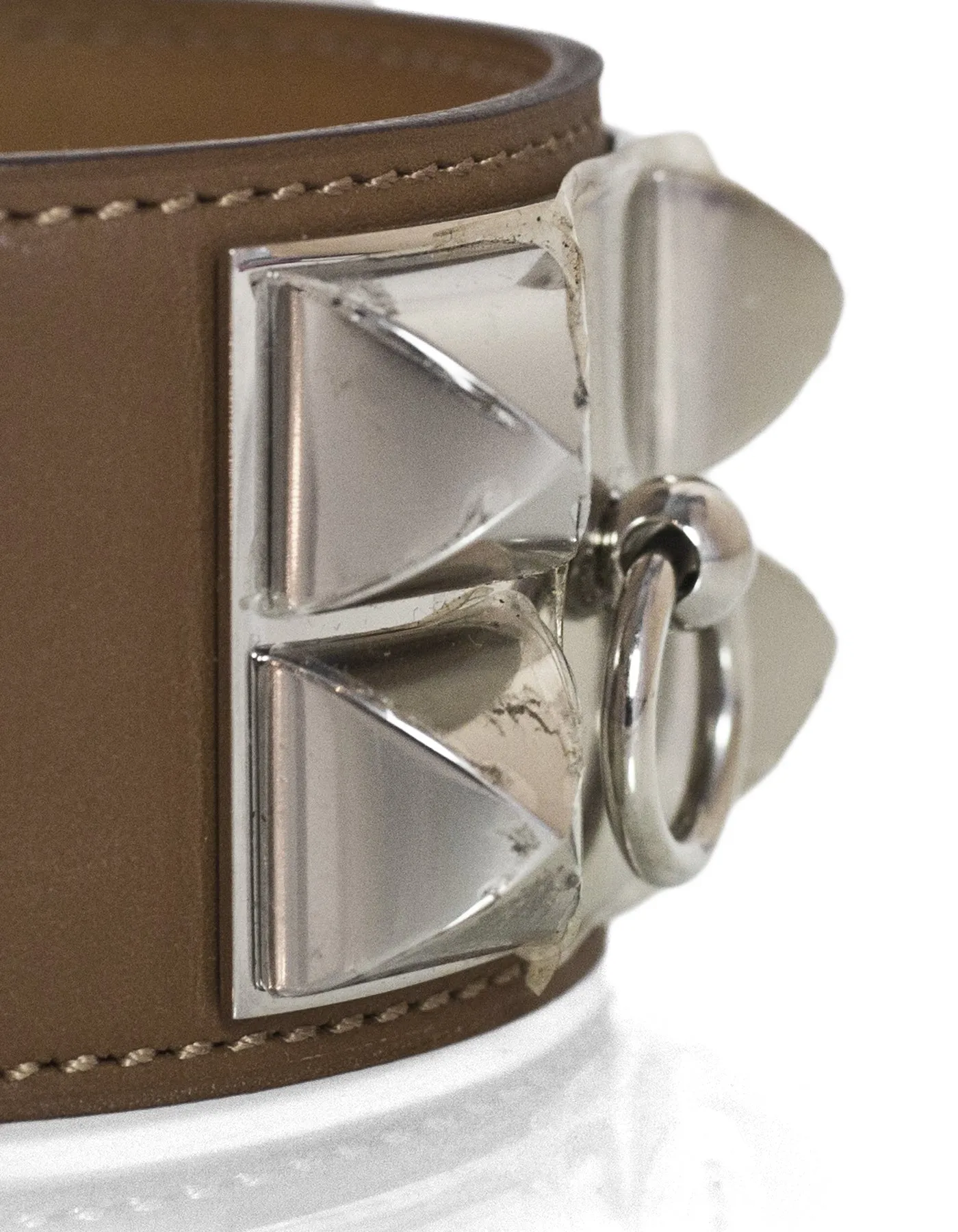 Hermes Barenia & Palladium Collier de Chien CDC Bracelet sz S