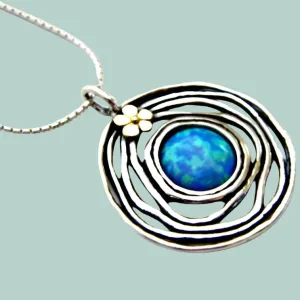 Hippie necklace ,  silver and gold, mothers necklace, blue opal necklace, bohemian necklaces