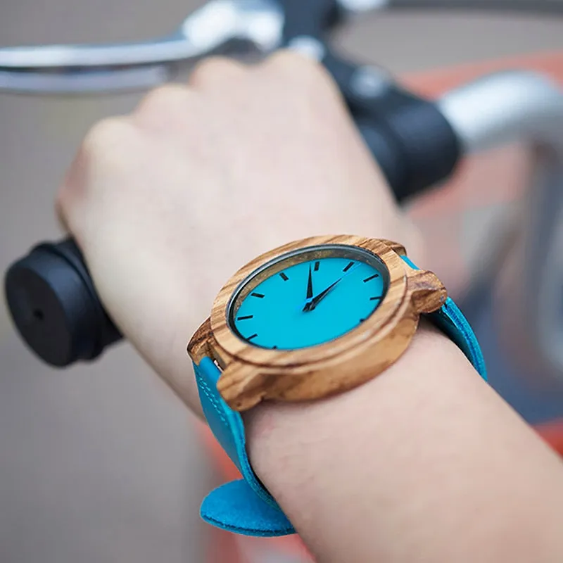 His & Her Turquoise Wood Watch