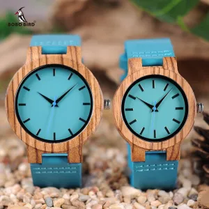 His & Her Turquoise Wood Watch