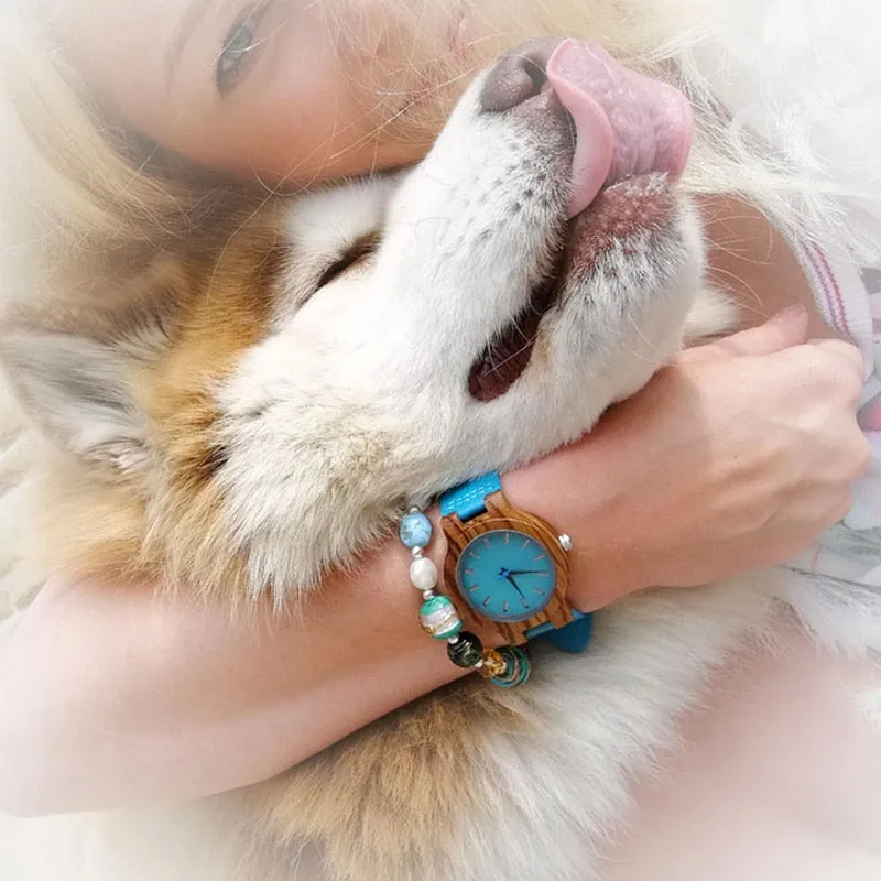 His & Her Turquoise Wood Watch