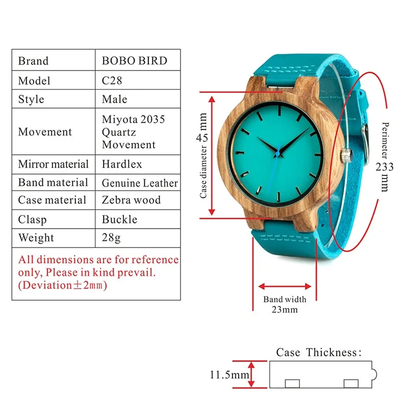 His & Her Turquoise Wood Watch