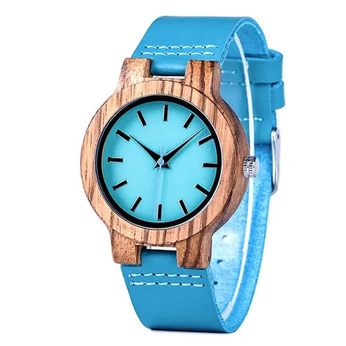His & Her Turquoise Wood Watch