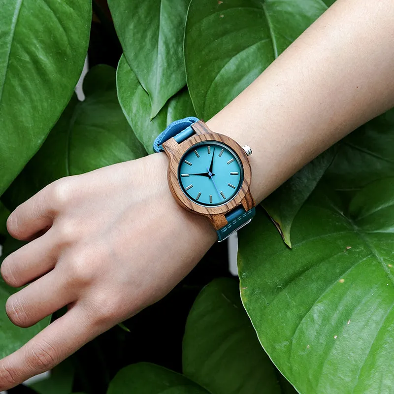 His & Her Turquoise Wood Watch