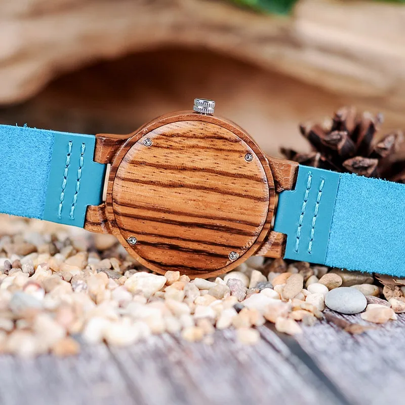 His & Her Turquoise Wood Watch