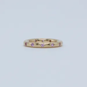 Hoopstock "Round" Evenly Spaced Pink Sapphire Band in 20K Peach Gold- 3mm
