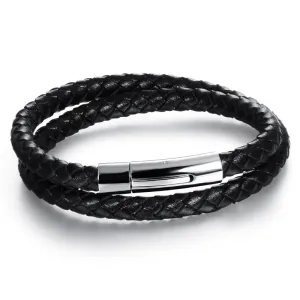 Hot fashion jewelry men's bracelets genuine leather Stainless steel Black Bracelet man Vintage creative Boutique