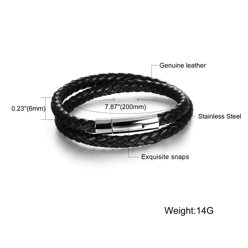 Hot fashion jewelry men's bracelets genuine leather Stainless steel Black Bracelet man Vintage creative Boutique