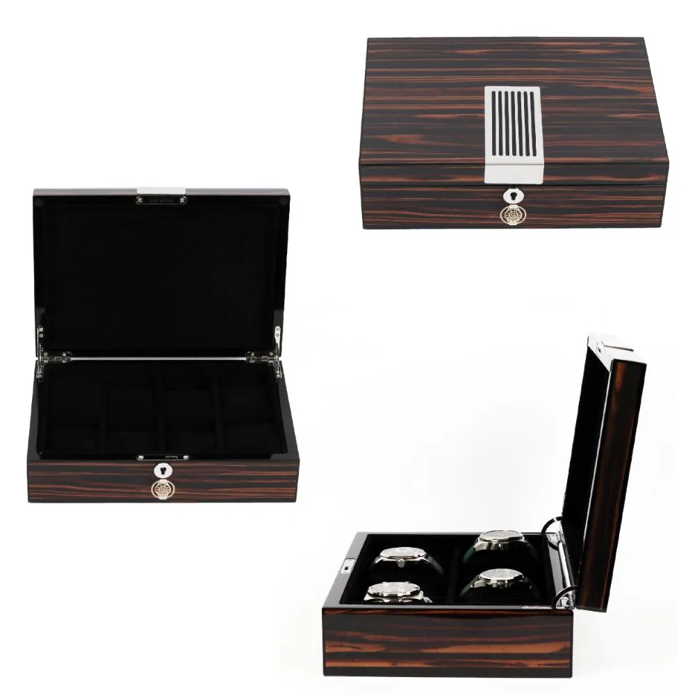 HQ Luxury Watch Box, 8 Watch Slot Smooth Wood