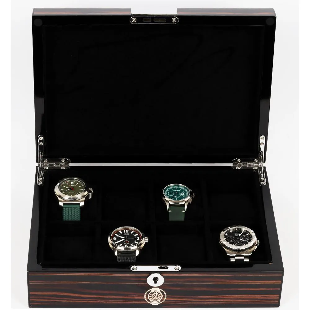 HQ Luxury Watch Box, 8 Watch Slot Smooth Wood