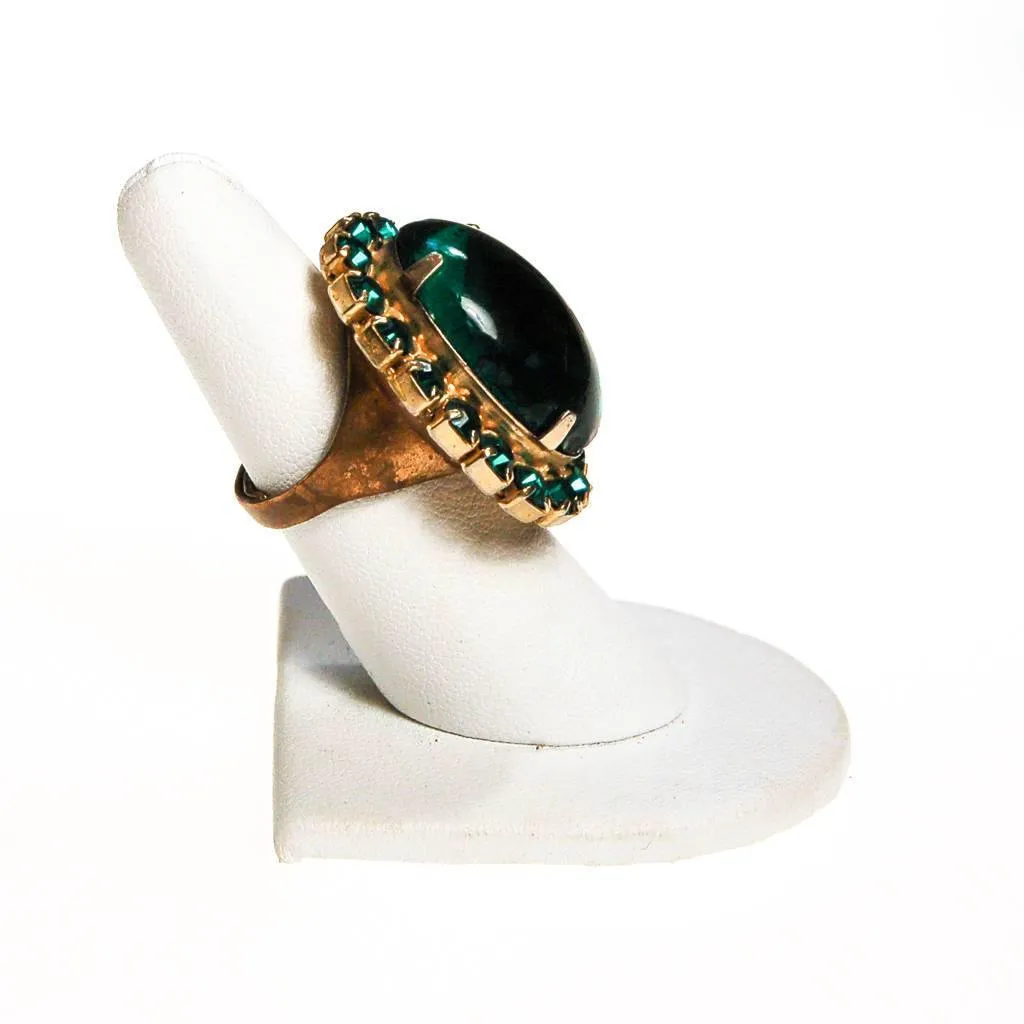 Huge Emerald Green Rhinestone Statement Ring
