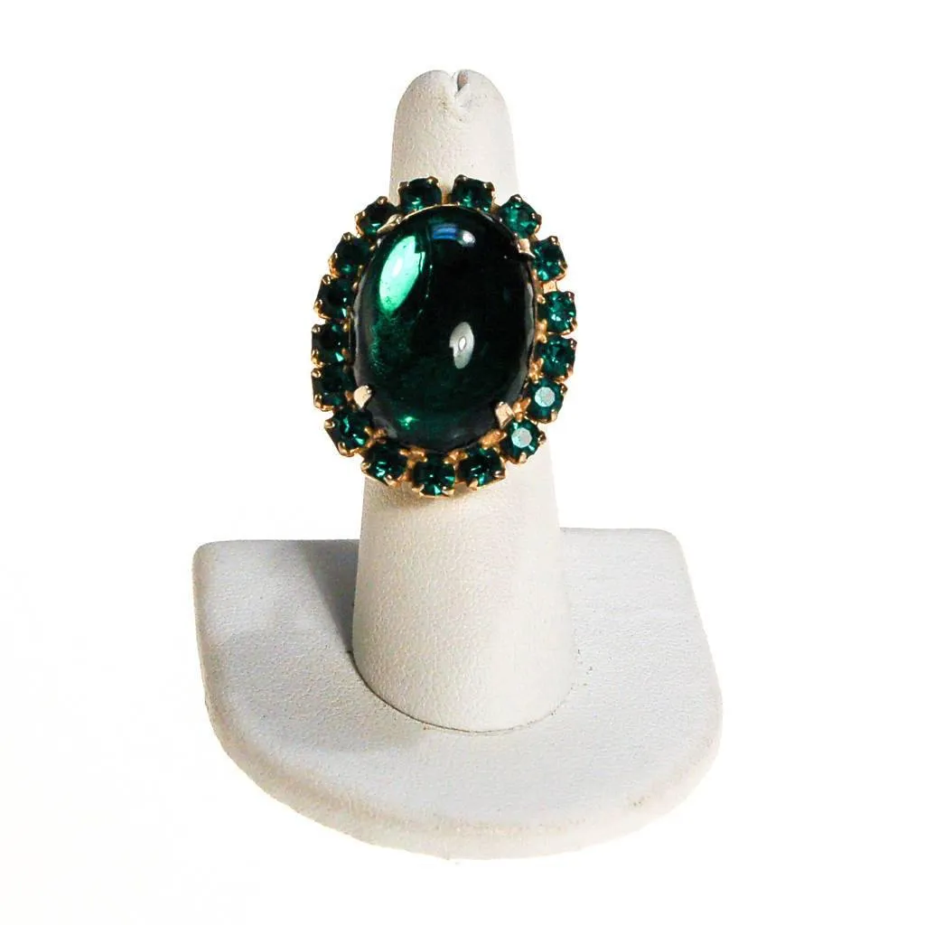 Huge Emerald Green Rhinestone Statement Ring