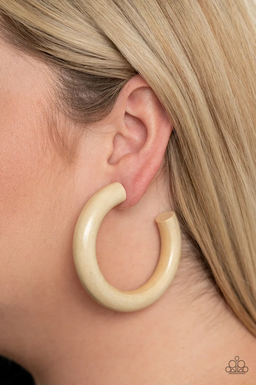 I WOOD Walk 500 Miles White Paparazzi Earrings
