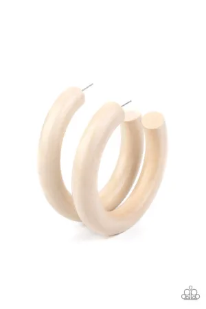 I WOOD Walk 500 Miles White Paparazzi Earrings