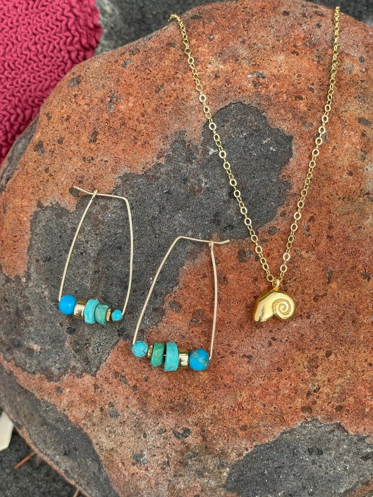 Ibiza Hoops Turqouise Gold