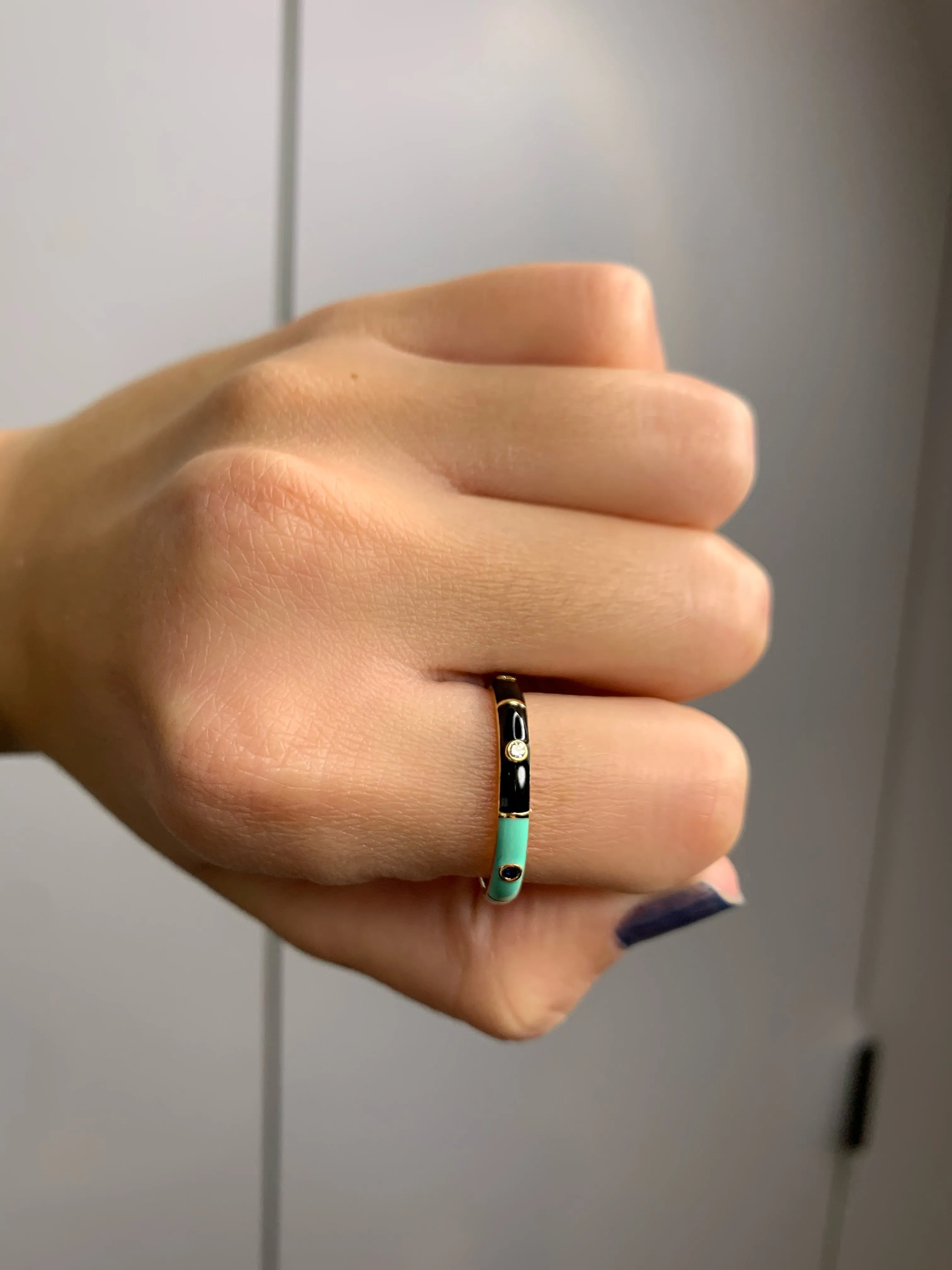 Icarus Enamel Black/Mint Two-In-One Ring