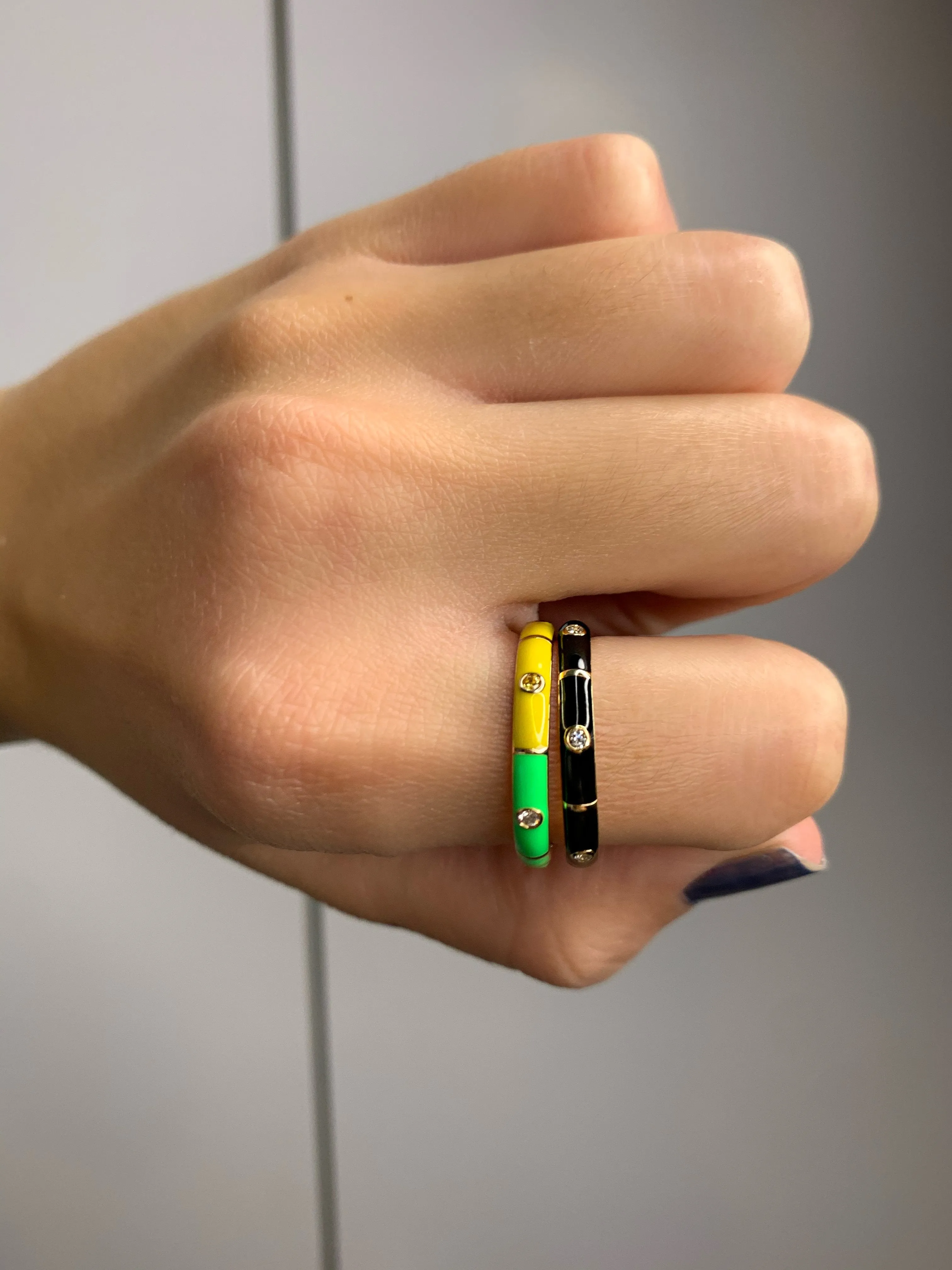 Icarus Enamel Black/Mint Two-In-One Ring
