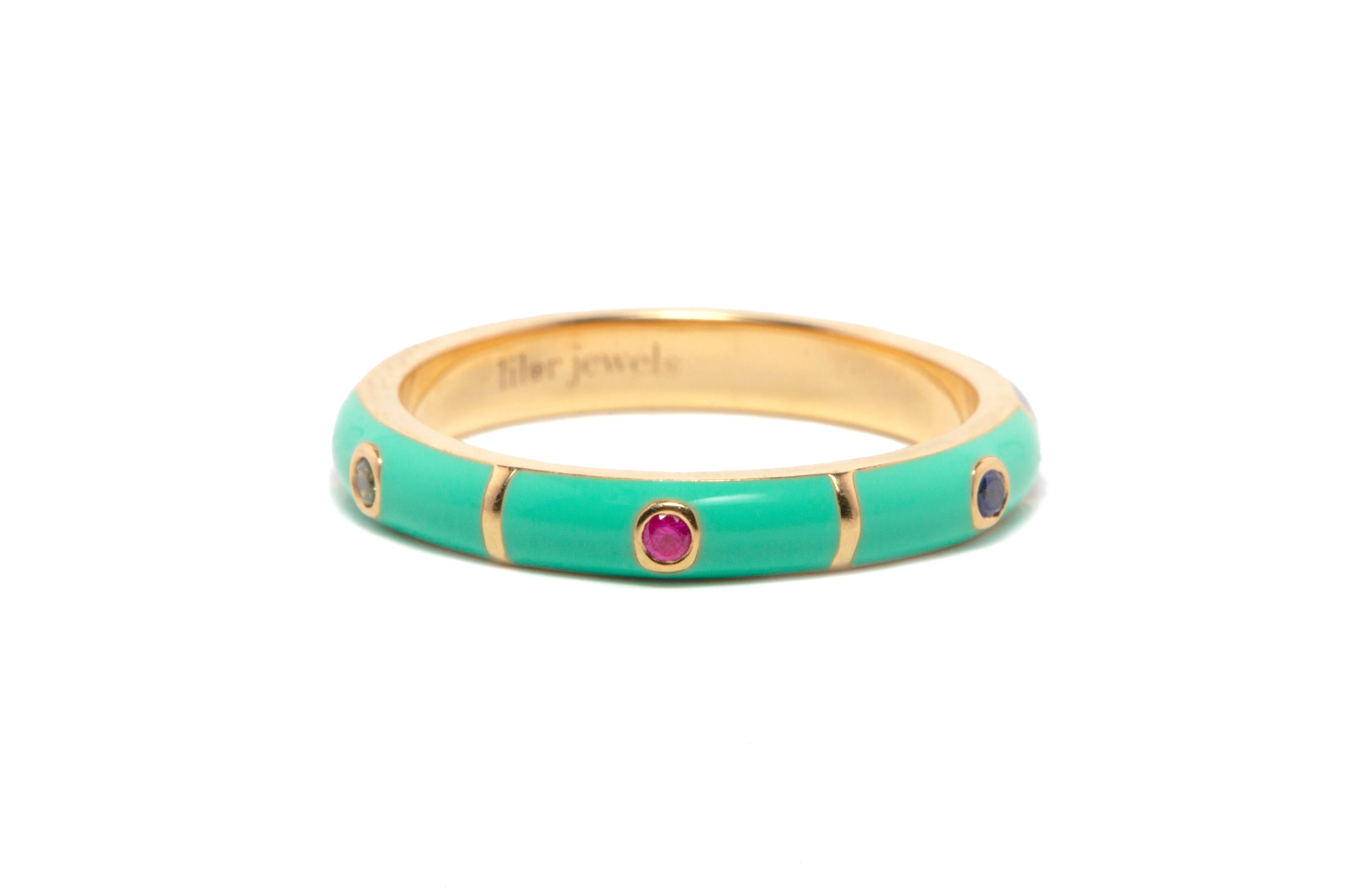 Icarus Enamel Black/Mint Two-In-One Ring