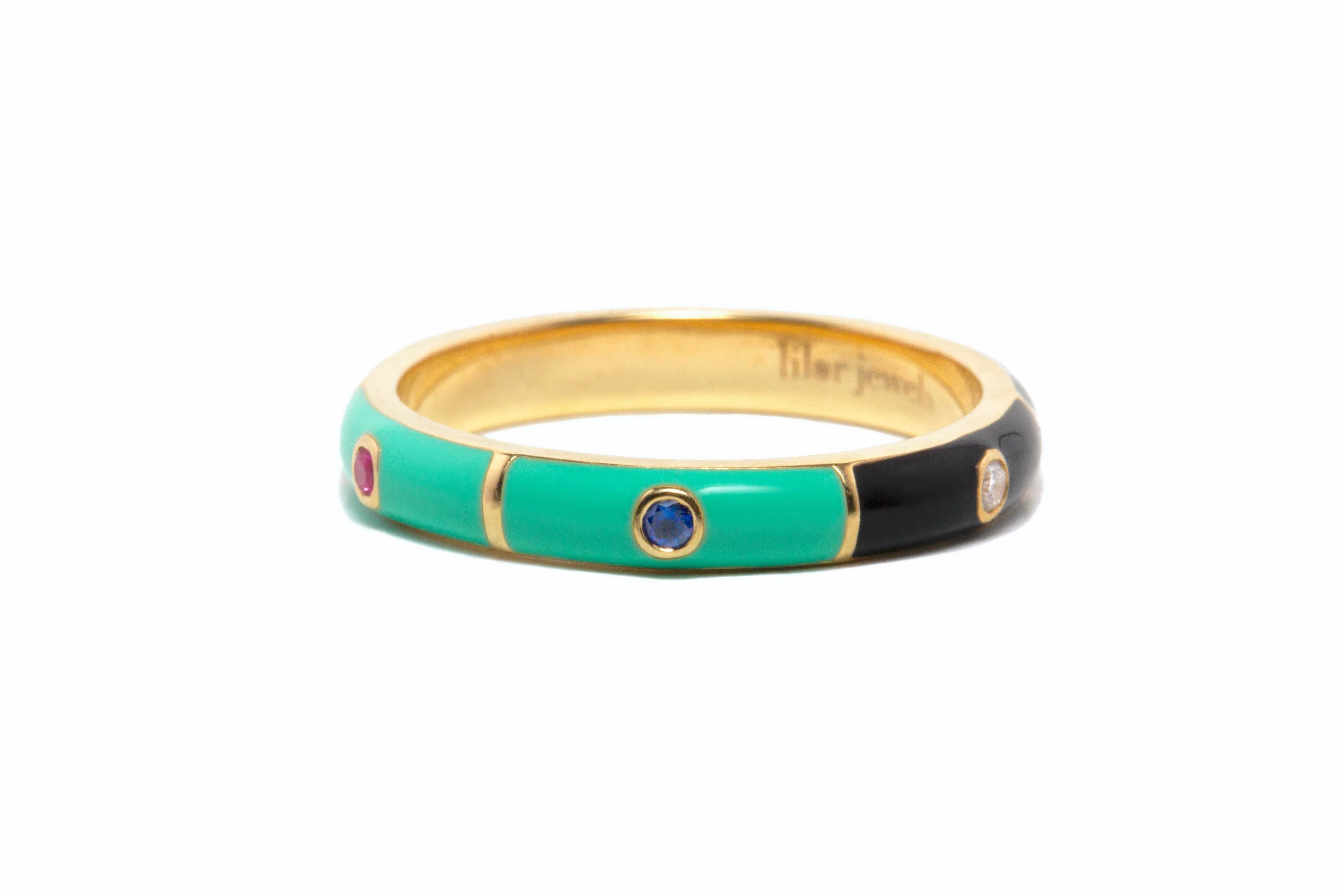 Icarus Enamel Black/Mint Two-In-One Ring
