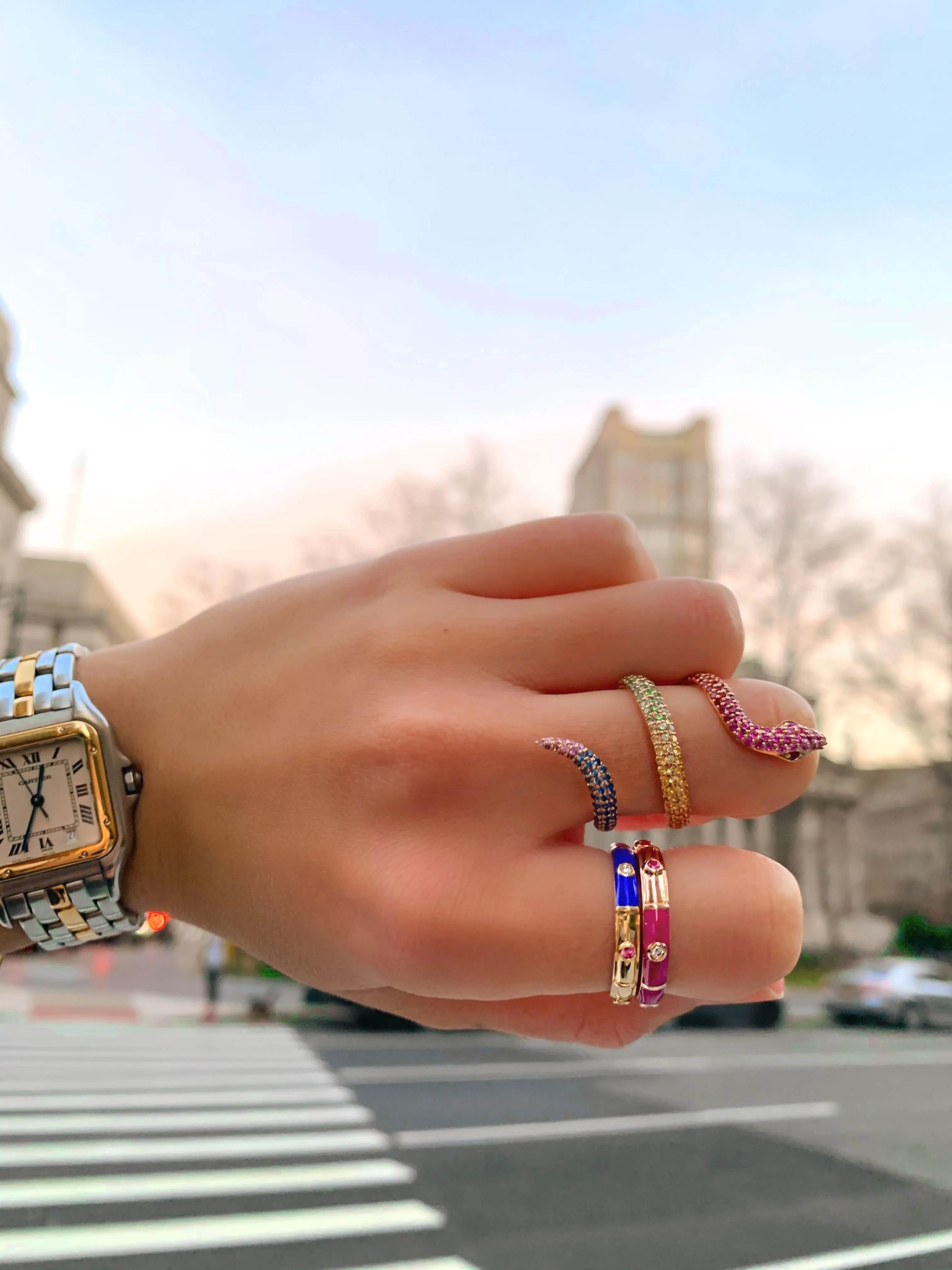 Icarus Plum Enamel/Rose Gold Two-In-One Ring
