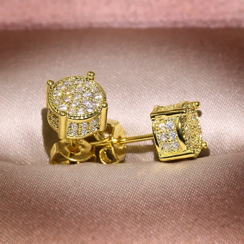 Iced Out Earrings | Mens Diamond Ear Studs |  Womenens Ear Studs