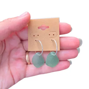 Infinity Hoop Sea Glass Earrings in Teal