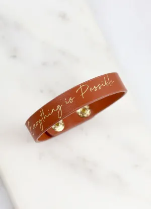 Inspirational Vegan Leather Snap Bracelet -- 5 Saying Choices!
