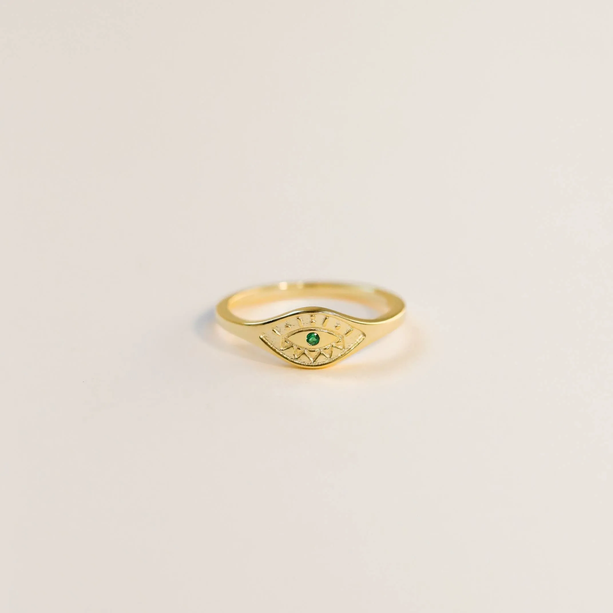 JaxKelly - Gold Rings - Emerald Evil Eye