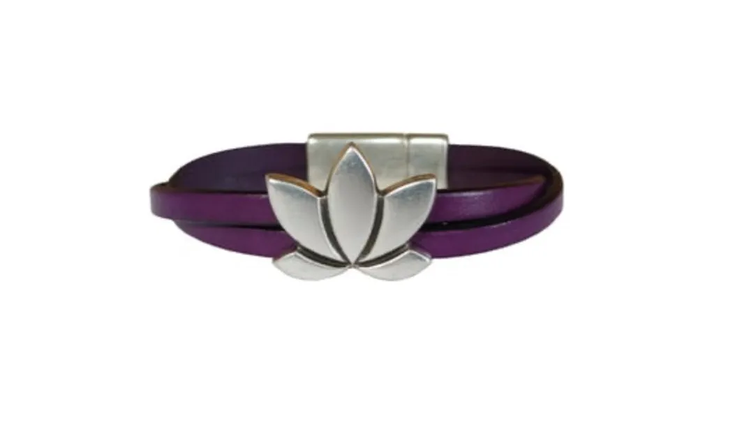 JBJ Women’s Lotus Purple Leather Bracelet