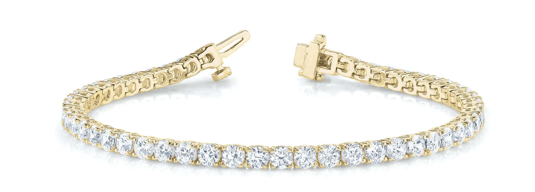 JewelMore 2.00-15.00 Carat Diamond, Tennis Bracelet (J-K, I2-I3) 14K White Gold, Yellow Gold or Rose Gold4 Prong Set Round-cut Diamond Bracelet | Real Diamond Jewelry for Women