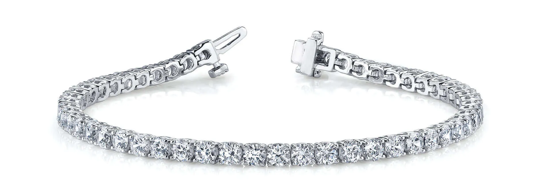 JewelMore 2.00-15.00 Carat Diamond, Tennis Bracelet (J-K, I2-I3) 14K White Gold, Yellow Gold or Rose Gold4 Prong Set Round-cut Diamond Bracelet | Real Diamond Jewelry for Women