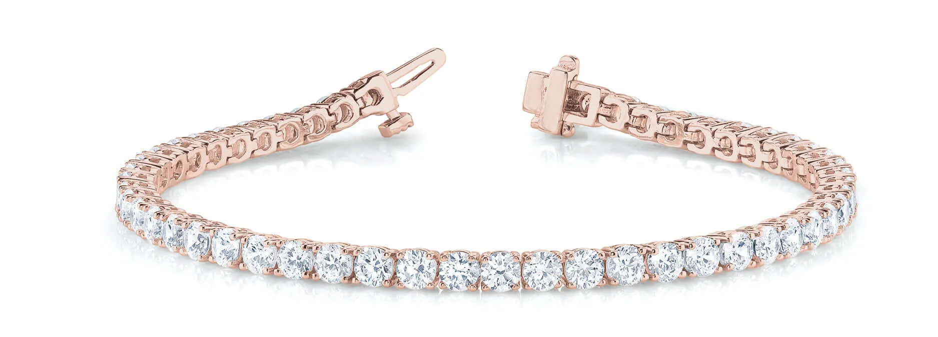JewelMore 2.00-15.00 Carat Diamond, Tennis Bracelet (J-K, I2-I3) 14K White Gold, Yellow Gold or Rose Gold4 Prong Set Round-cut Diamond Bracelet | Real Diamond Jewelry for Women