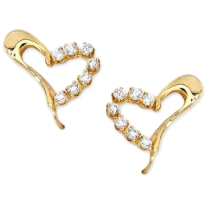 Jose Jay's Sparkling Heart 14k Gold Earrings