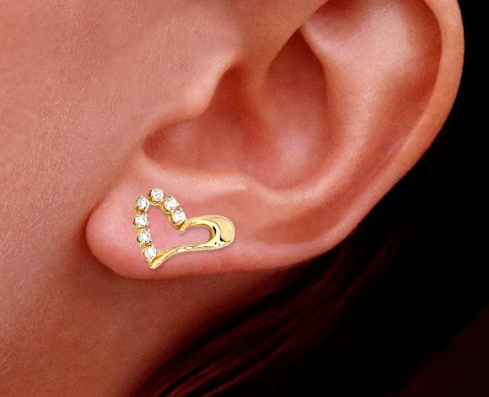 Jose Jay's Sparkling Heart 14k Gold Earrings