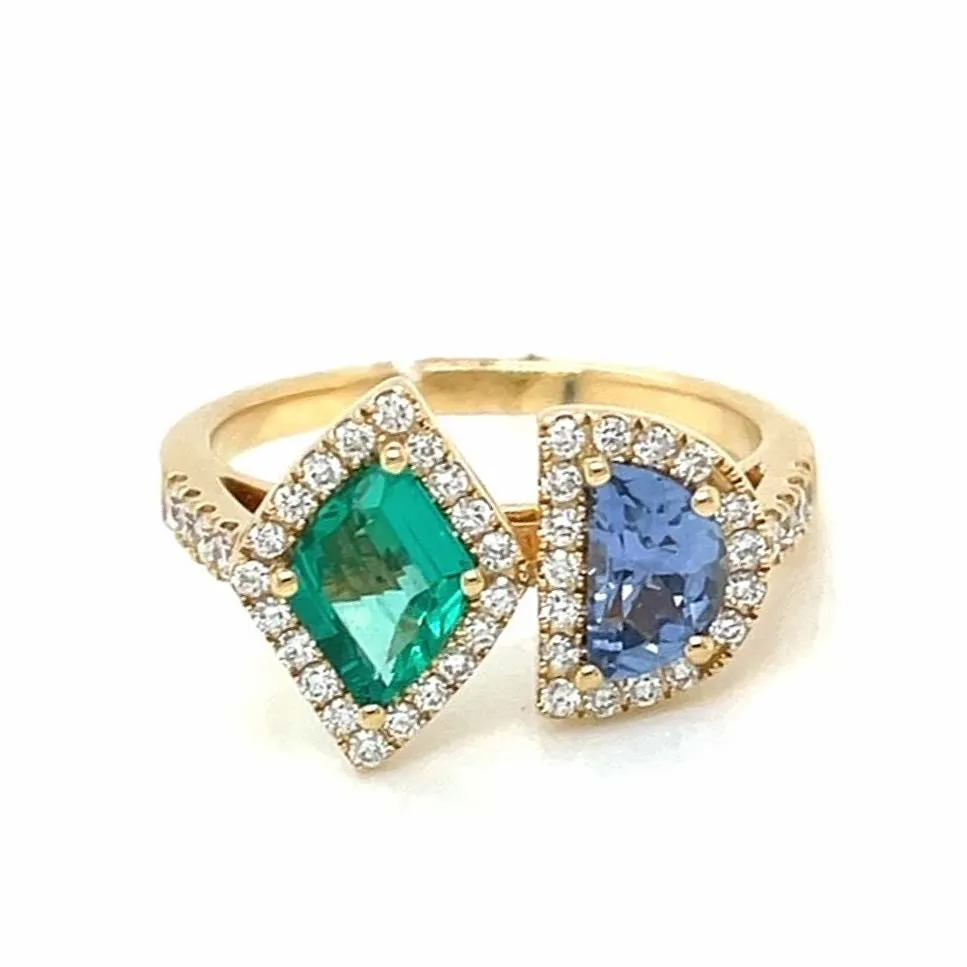 Kimberly Collins Emerald and Sapphire Two Stone Ring