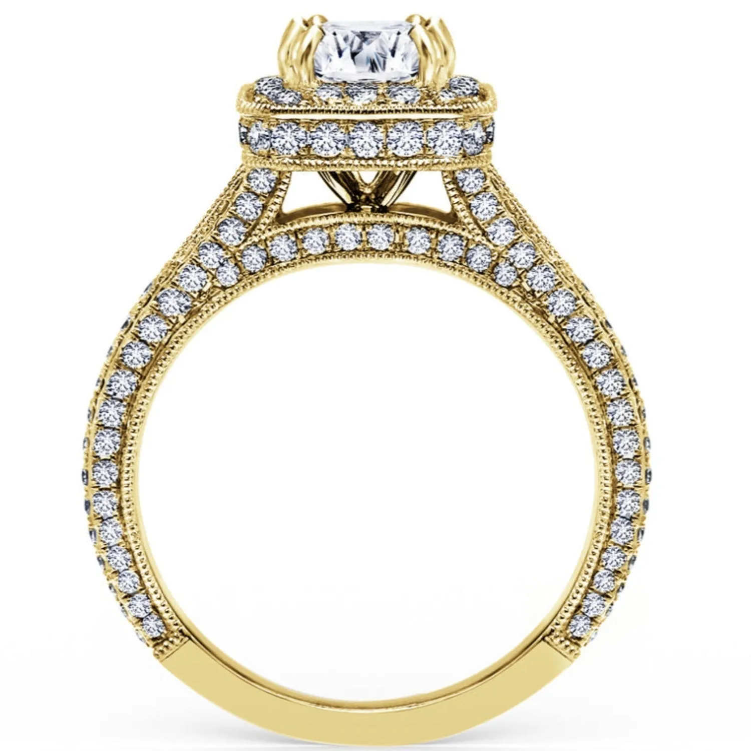 Kirk Kara "Carmella" Emerald Cut Halo Pave Diamond Engagement Ring