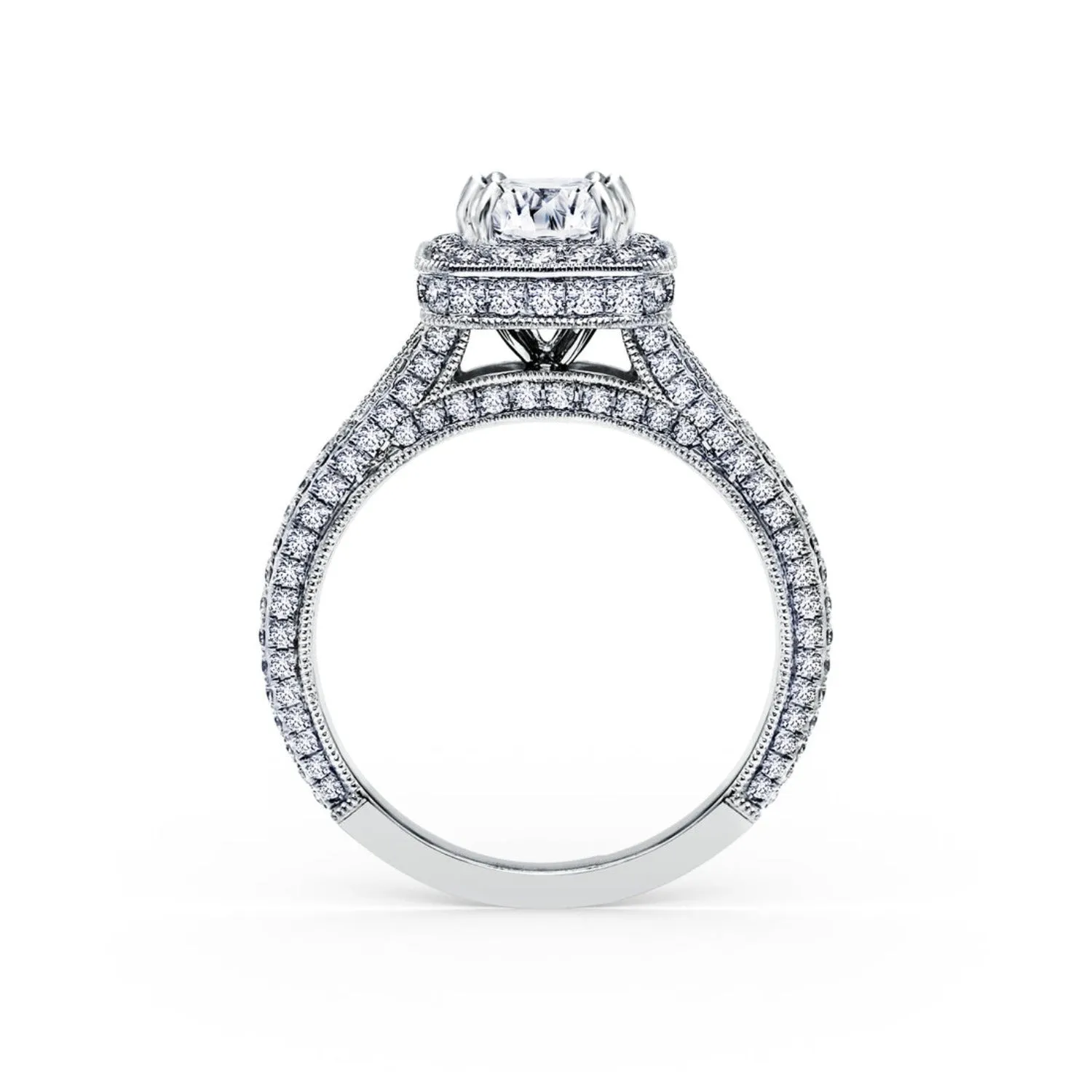 Kirk Kara "Carmella" Emerald Cut Halo Pave Diamond Engagement Ring