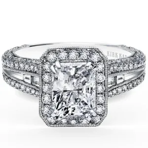 Kirk Kara "Carmella" Emerald Cut Halo Pave Diamond Engagement Ring