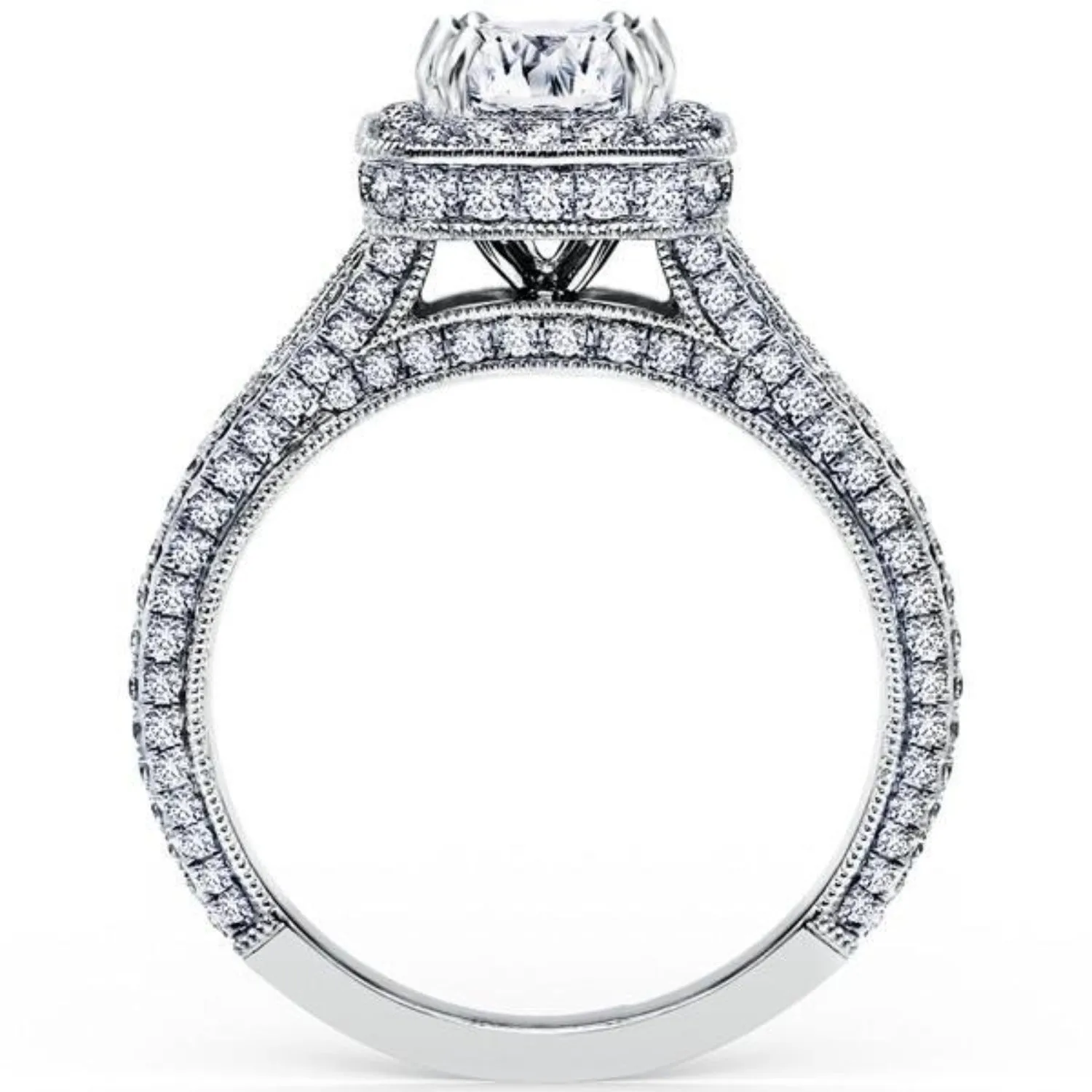 Kirk Kara "Carmella" Emerald Cut Halo Pave Diamond Engagement Ring