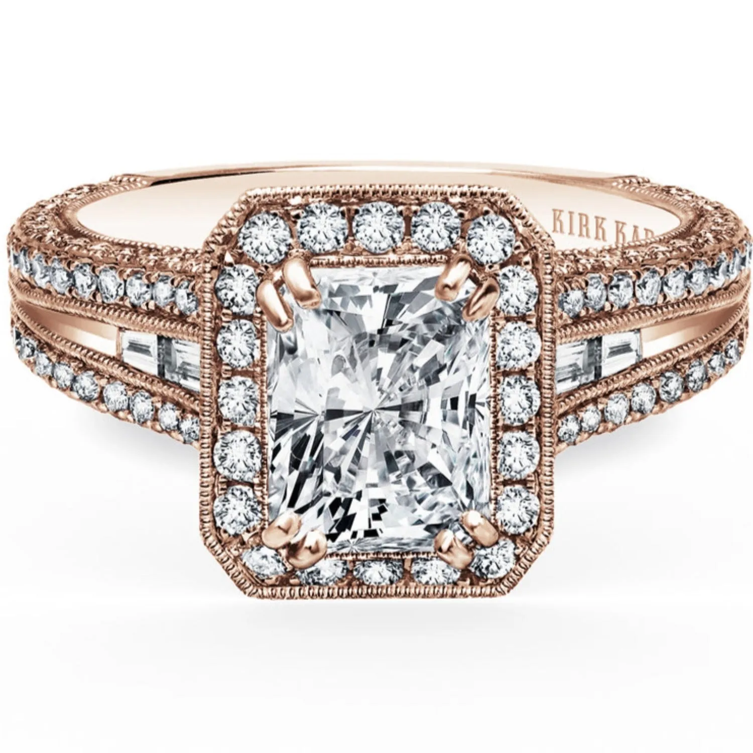 Kirk Kara "Carmella" Emerald Cut Halo Pave Diamond Engagement Ring
