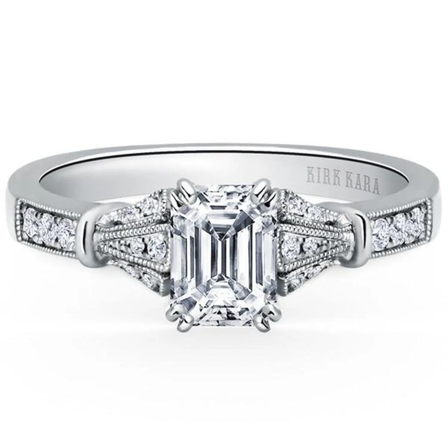 Kirk Kara "Lori" Emerald Cut Diamond Engagement Ring