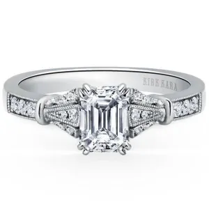 Kirk Kara "Lori" Emerald Cut Diamond Engagement Ring