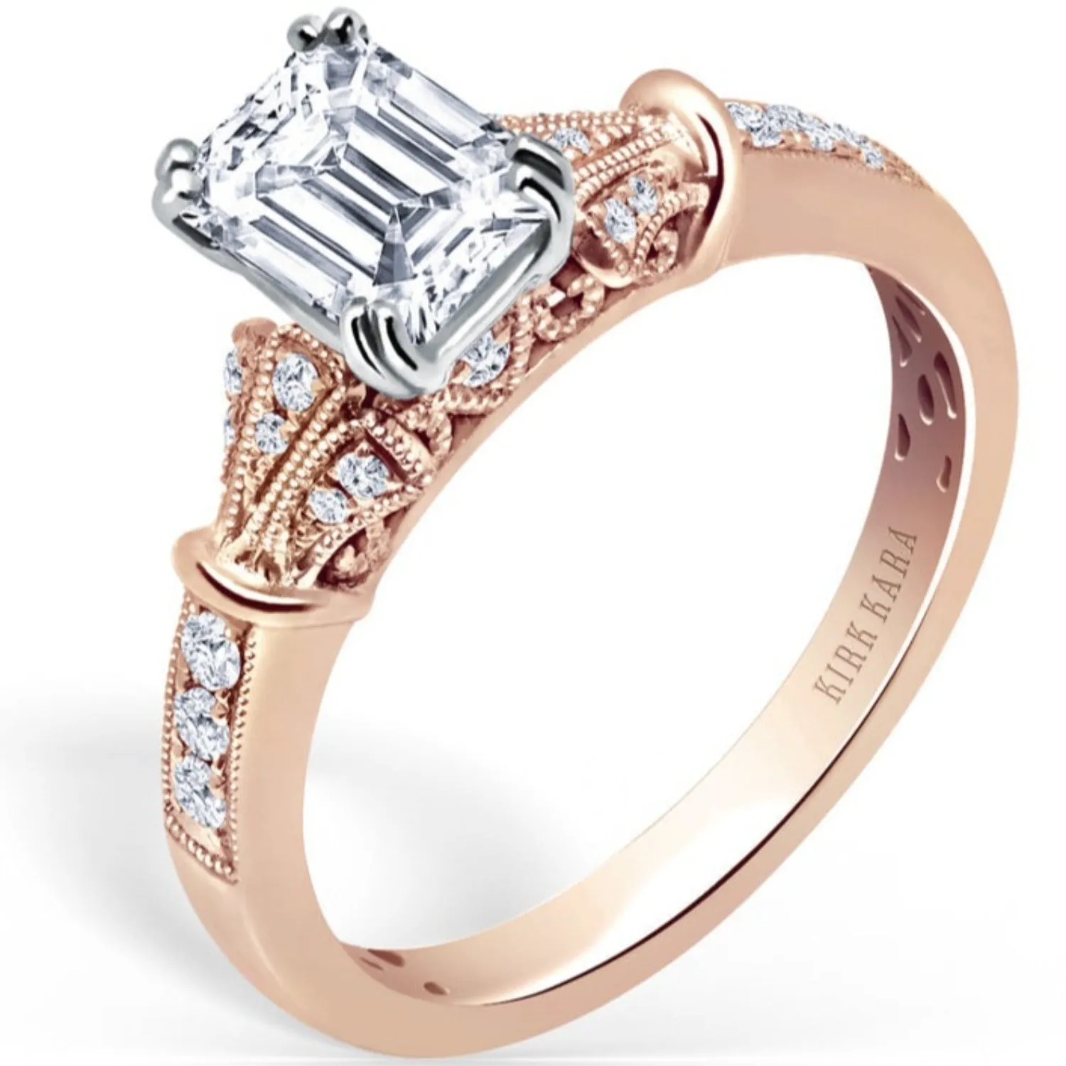 Kirk Kara "Lori" Emerald Cut Diamond Engagement Ring
