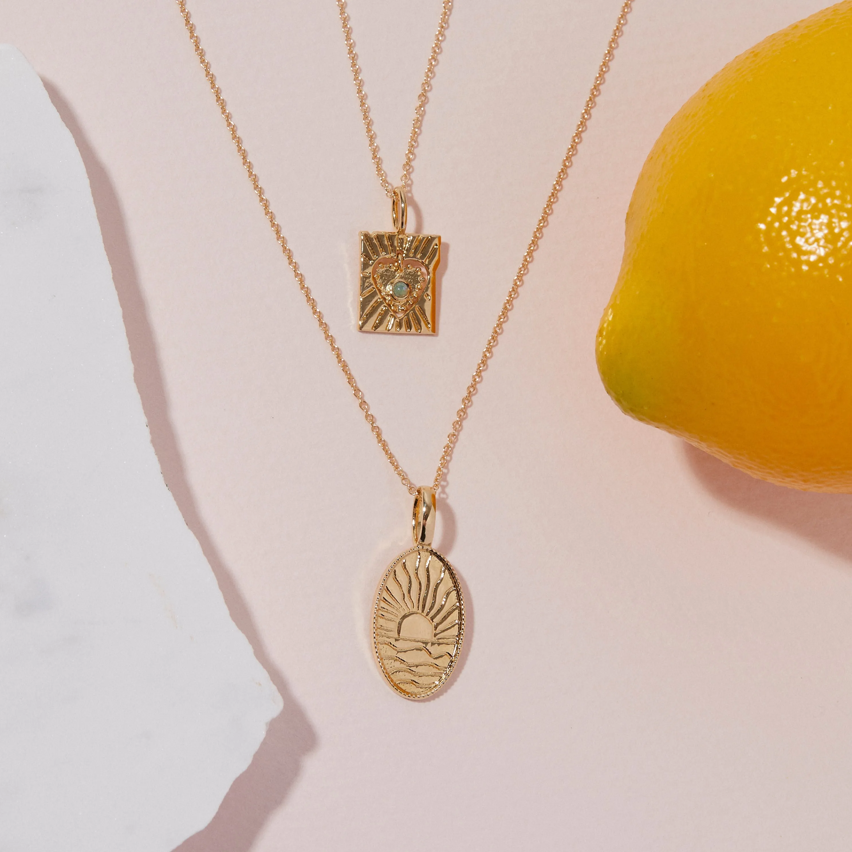 Lace Heart Necklace in Opal