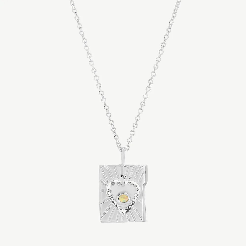 Lace Heart Necklace in Opal