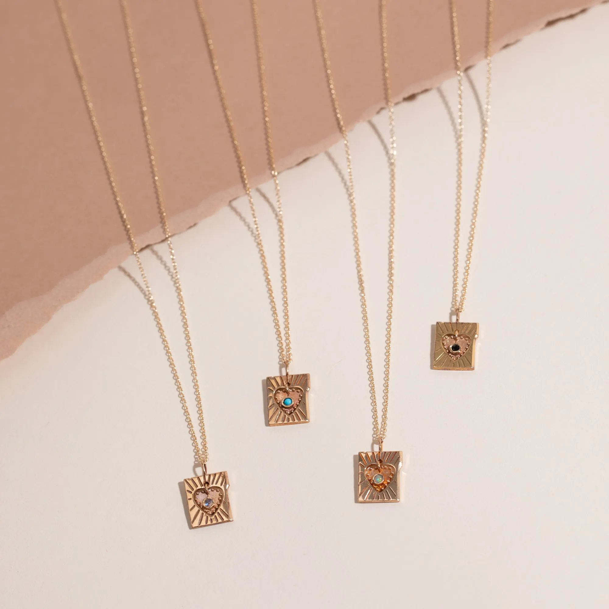 Lace Heart Necklace in Opal
