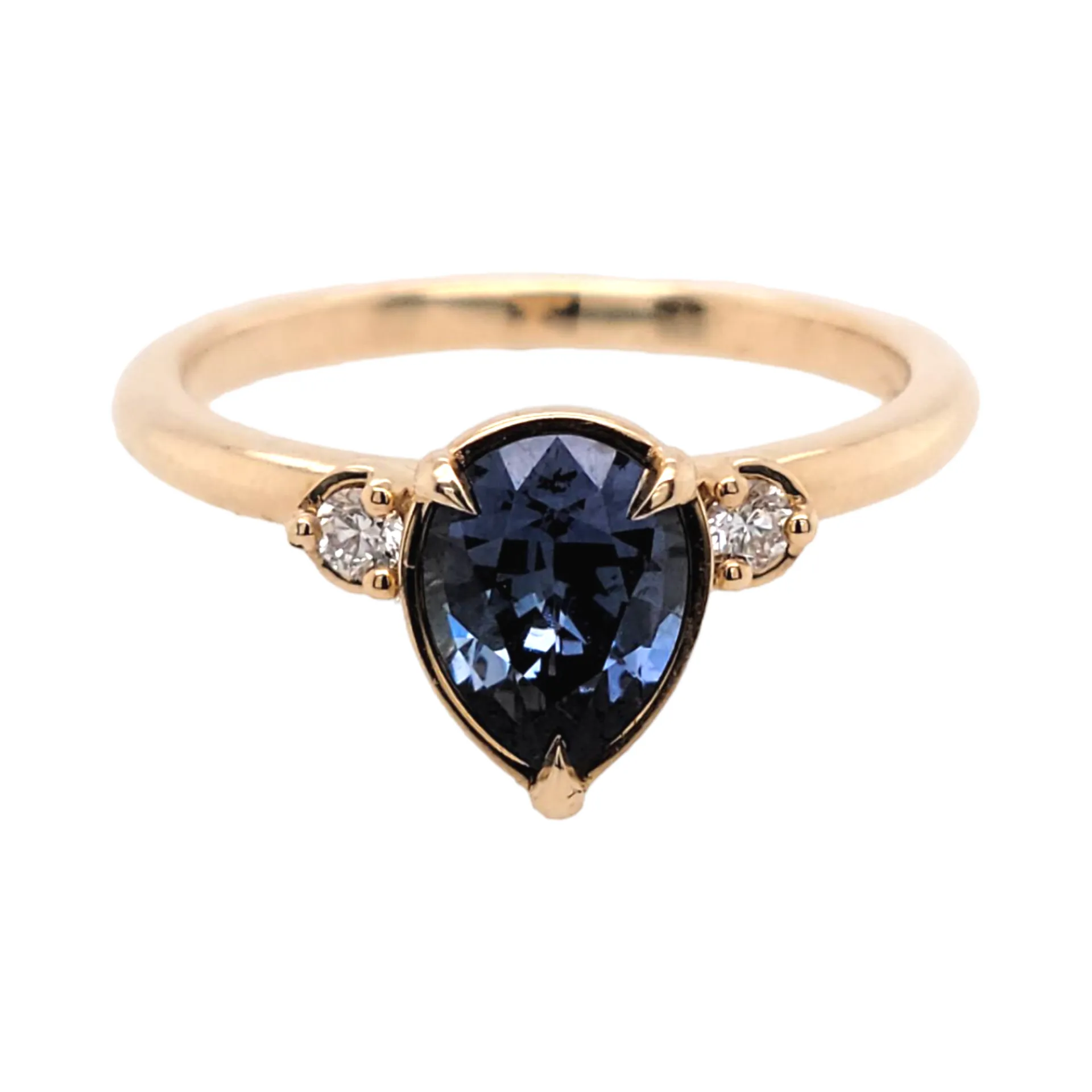 Lagoon - Blue Sapphire Pear Diamond Ring